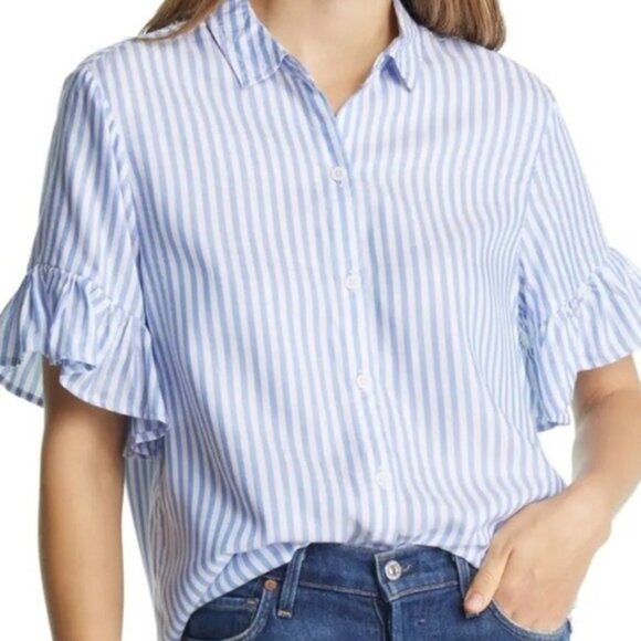 Lord Taylor Tops - Lord Taylor Linen Striped Vertical BlouseButton Up Size Small